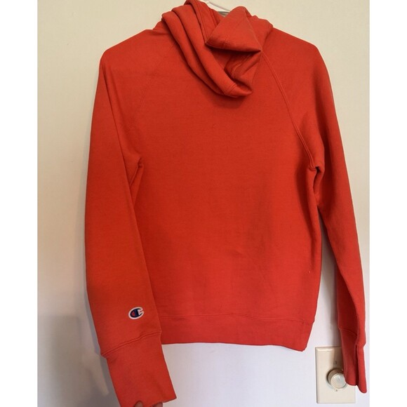 Champion Womens Hoodie Sweatshirt Orange Kangaroo Pocket Pullover Logo Size XS - Picture 4 of 4
